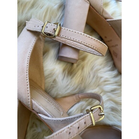 Antonio Melani Nude Suede Pointed Toe Ankle Strap Pumps Women's Size 8M - Picture 7 of 10